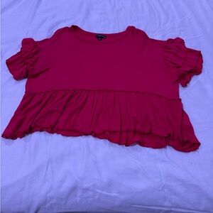 Women's Hot Pink Ruffled Top Soft Size XL Juniors